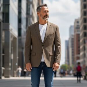 🌻Versini 2-Button Tan Wool Sports Coat Blazer Men's  Size 46 Regular